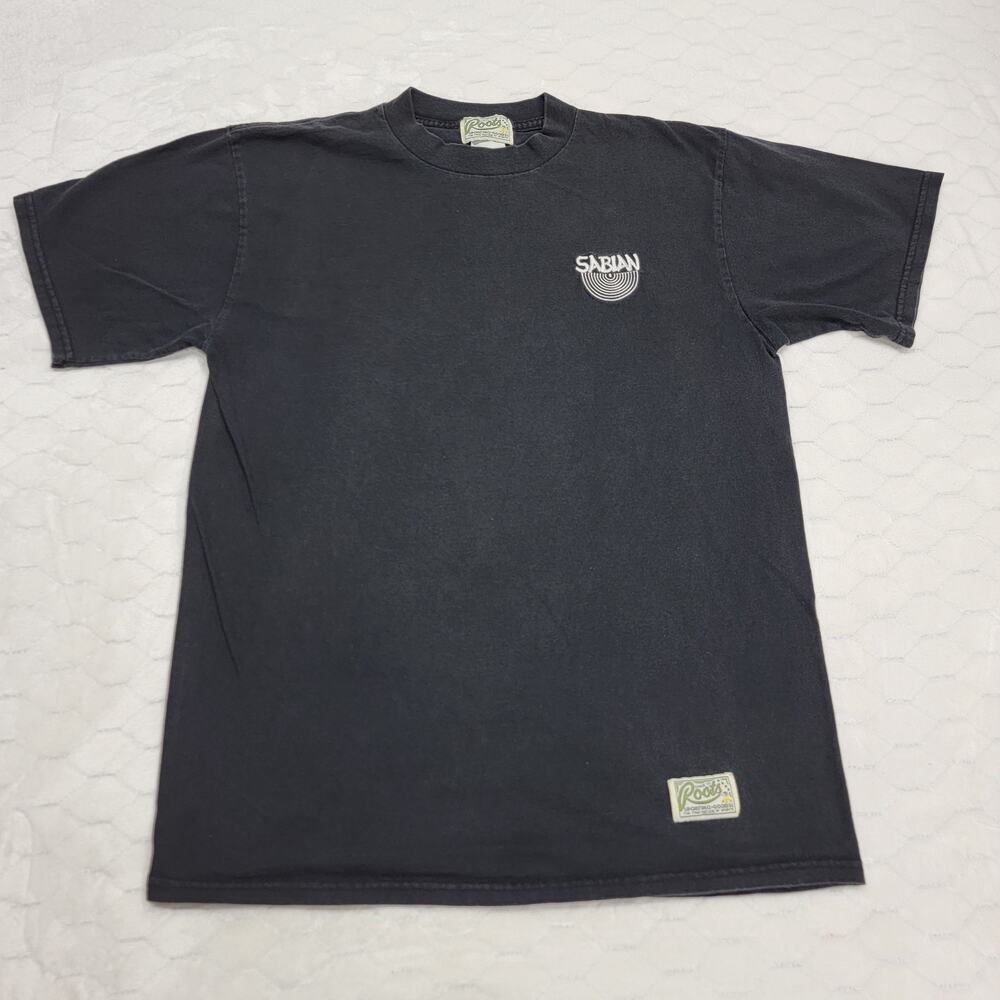 Vintage Sabian Cymbals T Shirt Roots Sporting Goods Men Large Black 90s Drummer